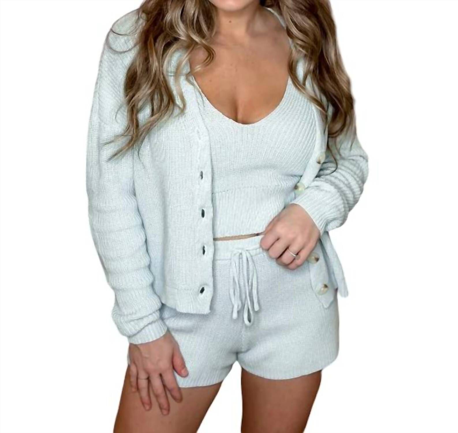 Brianna Sweater Short, Sky Blue / Light Blue, alternate image number 2