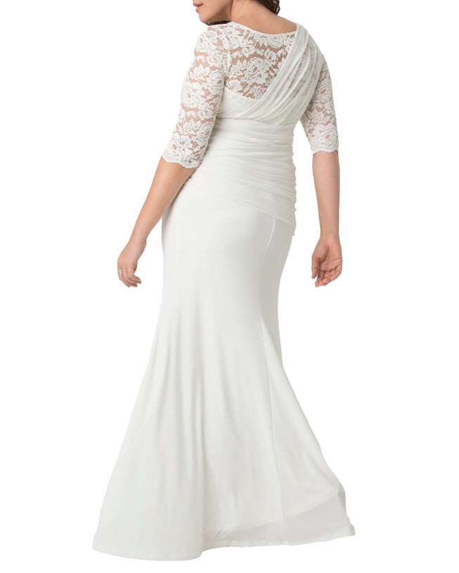 Elegant Aisle One Shoulder Illusion Wedding Gown, , alternate image number 6