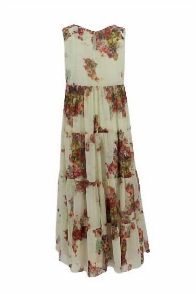 WOMEN'S FLOWER BOUQUET SLEEVELESS DRESS IN CREAM, Cream / White, alternate image number null