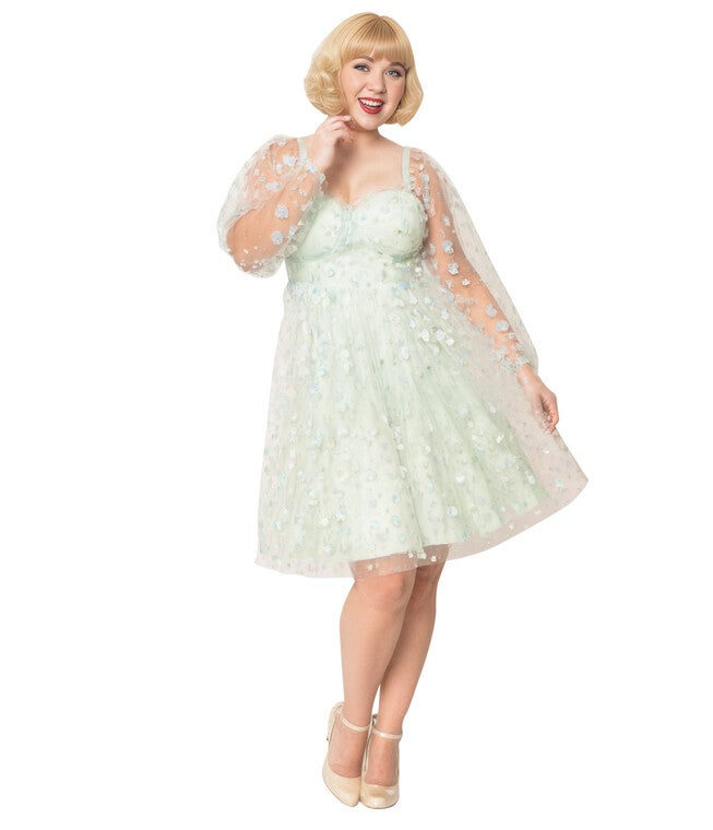 Smak Parlour Mint Tulle & Babydoll Dress, Mint / Mint, hi-res image number null
