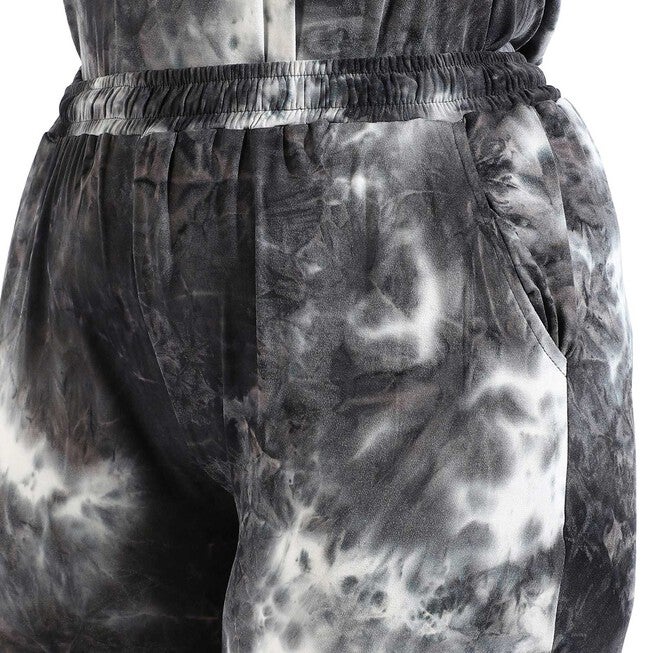Women Black Tye-Dye Hooded Co-Ords Set, Charcoal Grey / Charcoal Grey, alternate image number null