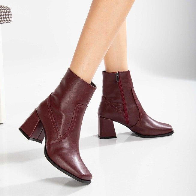 MAYA - BURGUNDY MATT ANKLE BOOTS, BURGUNDY / Burgundy, alternate image number 2