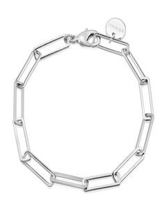 Silver Large Rectangle Link Chain Bracelet 7.5" Silver