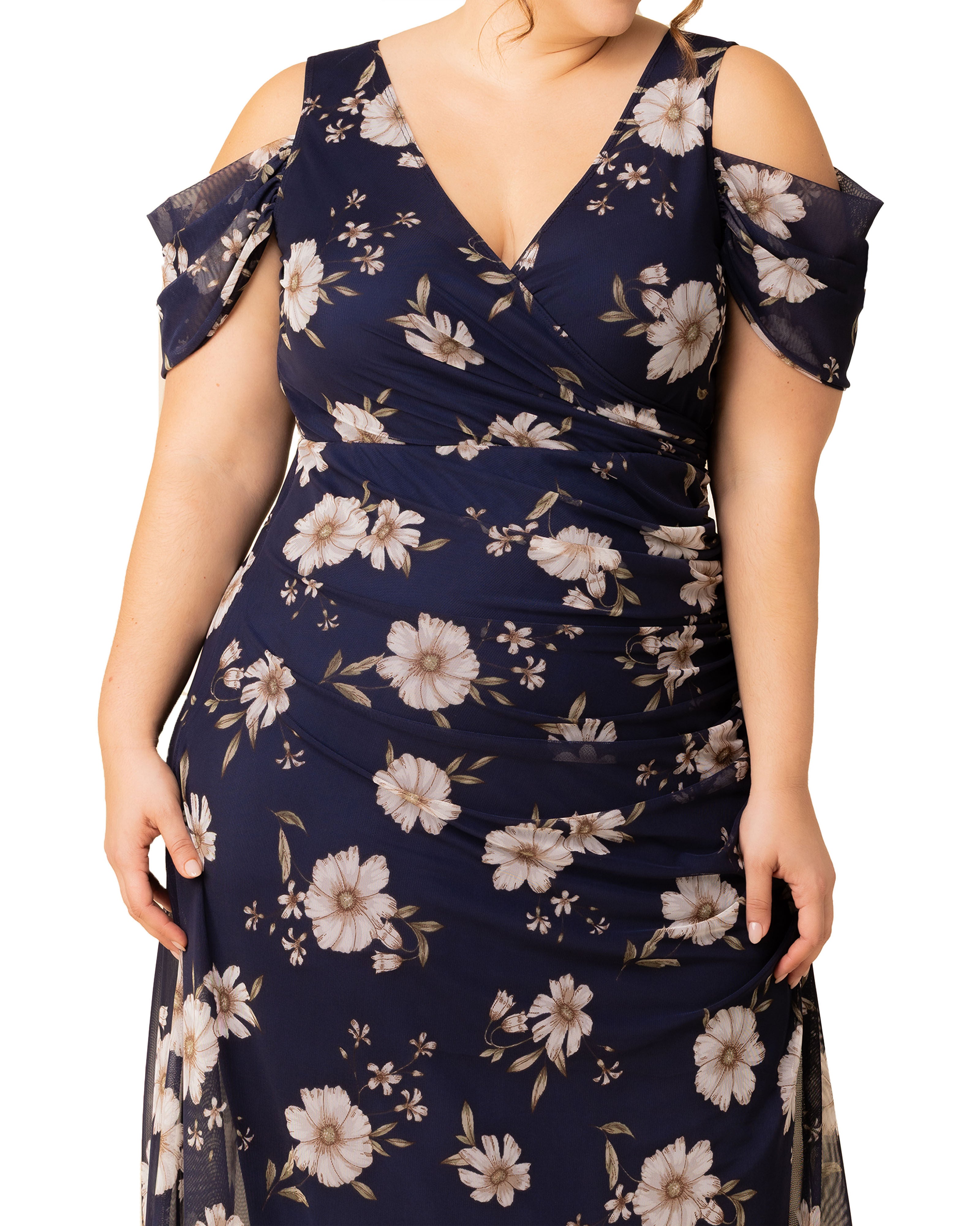 Seraphina Mesh Gown, NAVY BLOOMS / Navy, alternate image number 2