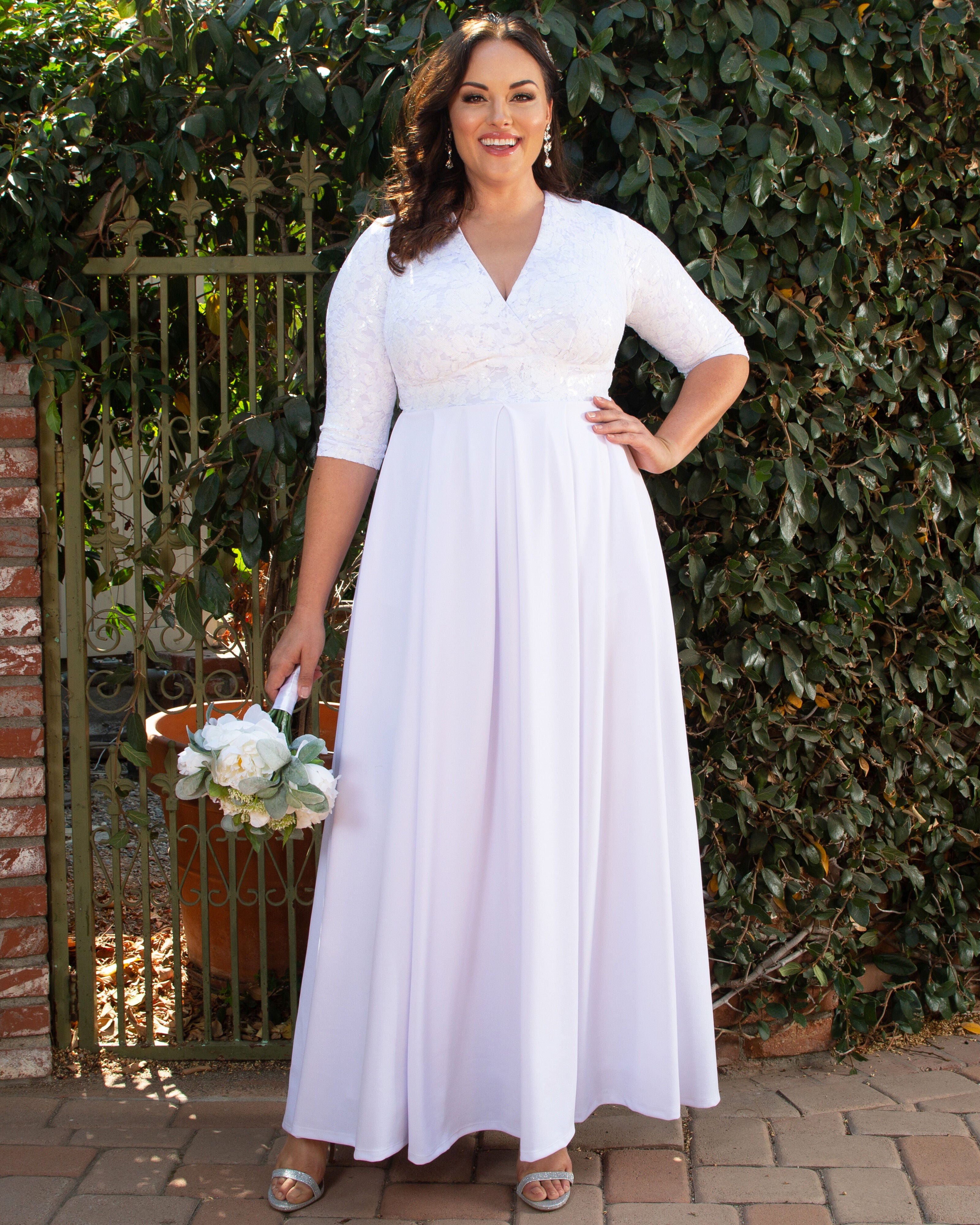 Starlight Sequined Wedding Gown, WHITE / White, alternate image number 2