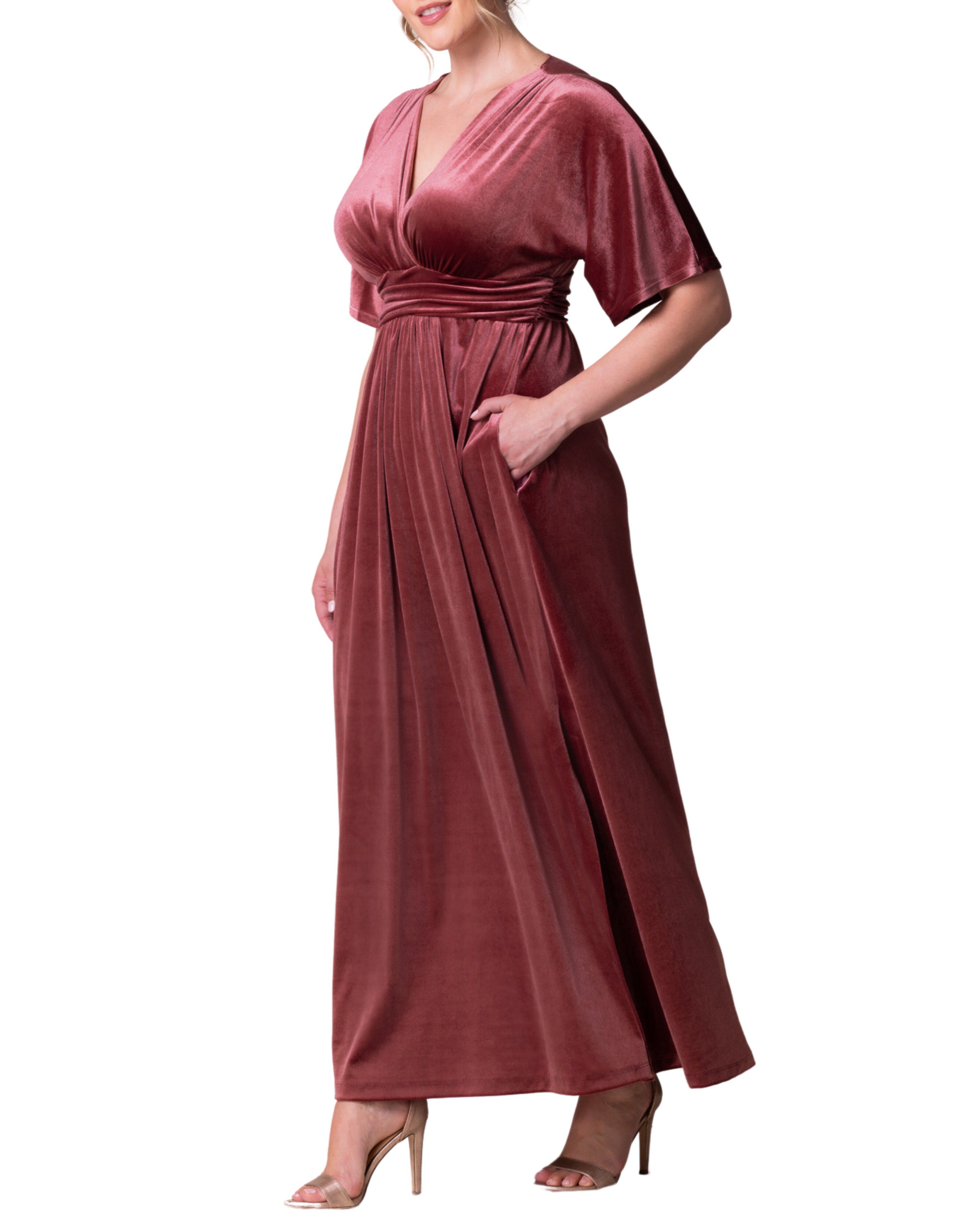 Verona Velvet Evening Gown, MAUVE ROSE / Mauve, alternate image number 3