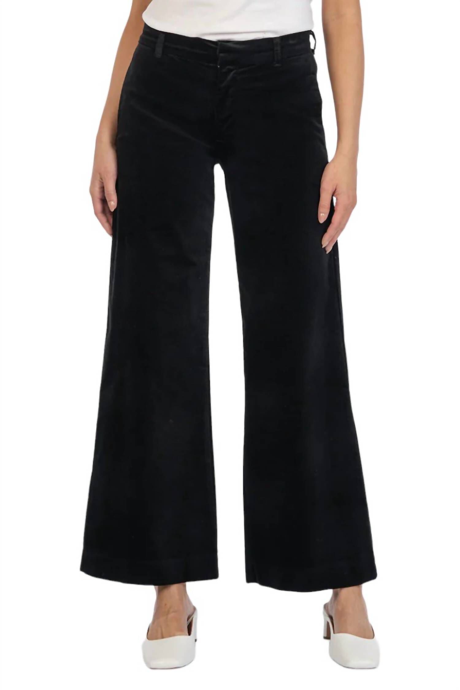 Meg High Rise Velveteen Trouser, Black / Black, hi-res image number 0