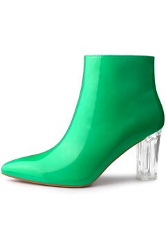 CLEAR HEEL POINTY TOE ANKLE BOOTS