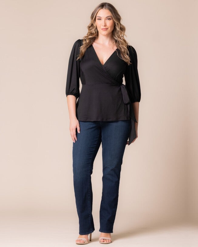 Nina Wrap Top, BLACK NOIR / Black, alternate image number 4