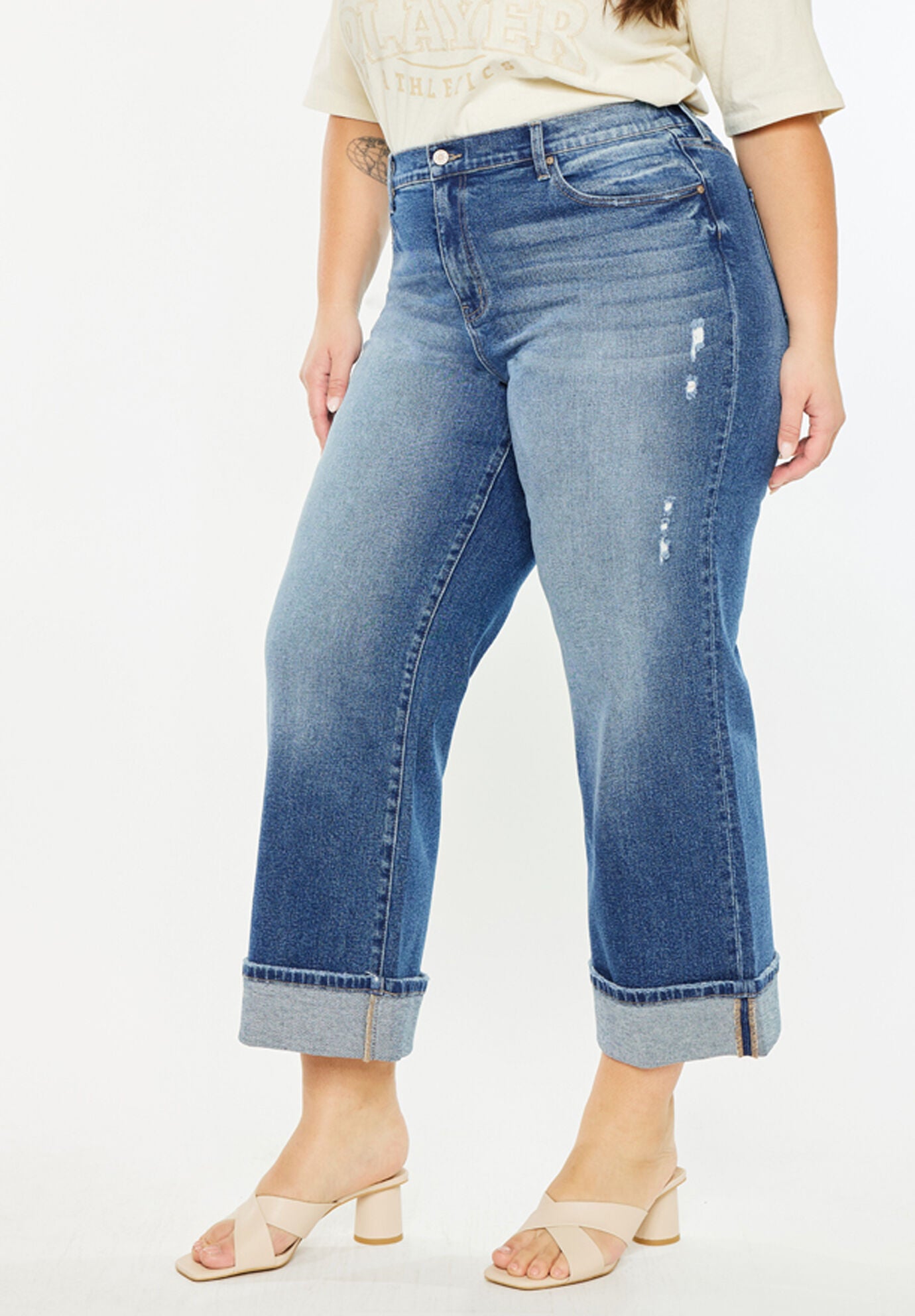 Conie High Rise Wide Leg Jeans (Plus Size), Dark Wash / Dark Wash, alternate image number 3