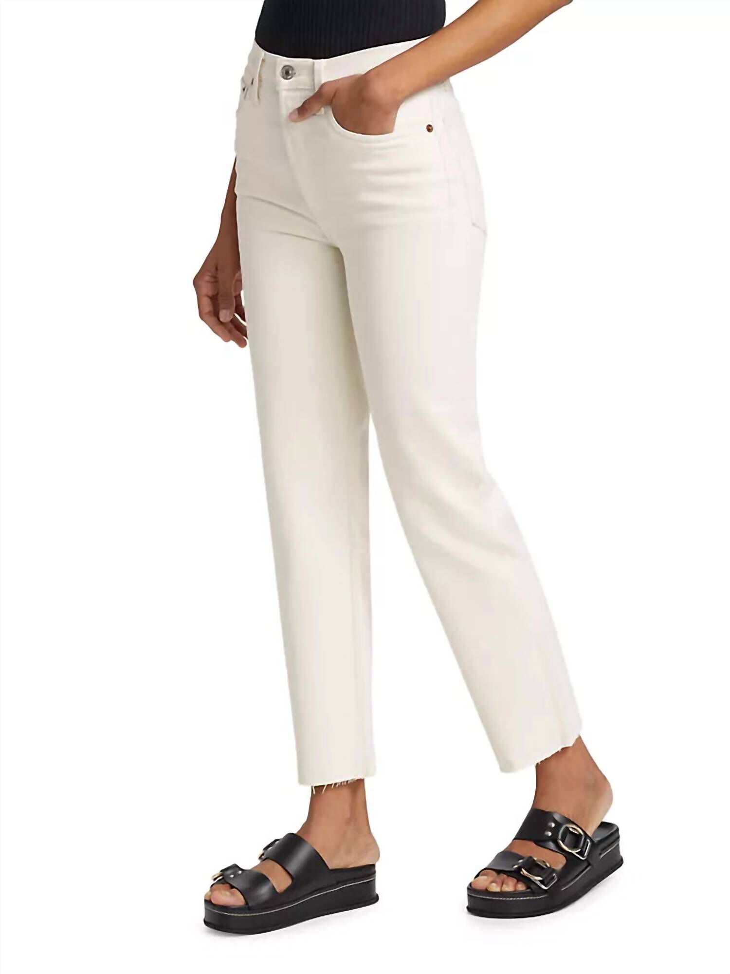 70S HIGH RISE STOVE PIPE JEANS, Vintage White / White, hi-res image number 0