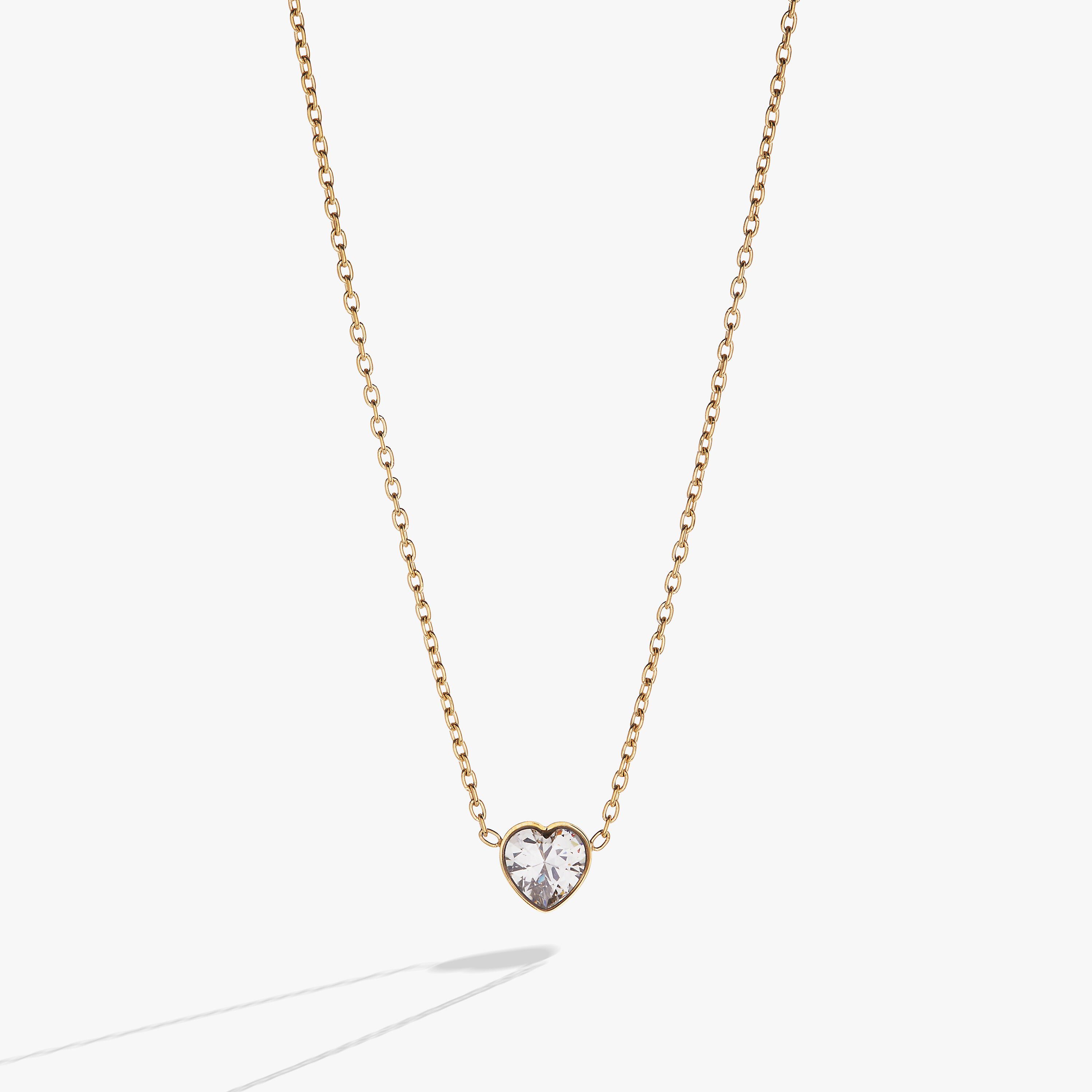 Crystal Heart Pendant Necklace, Gold / Gold, hi-res image number 0