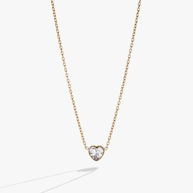 Crystal Heart Pendant Necklace, Gold / Gold, hi-res image number 0