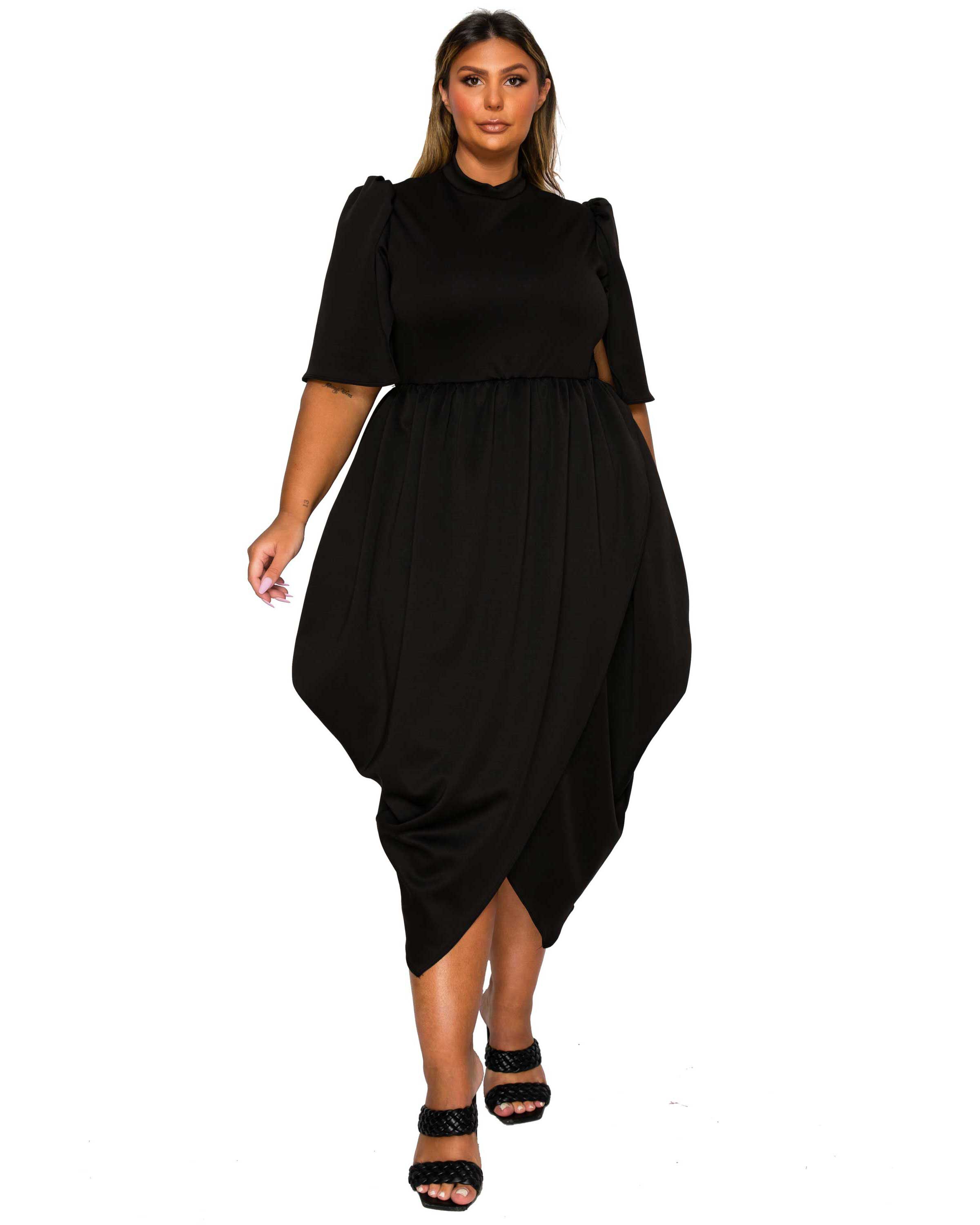 Aesira Tulip Hem Pocket Dress, Black / Black, hi-res image number 0