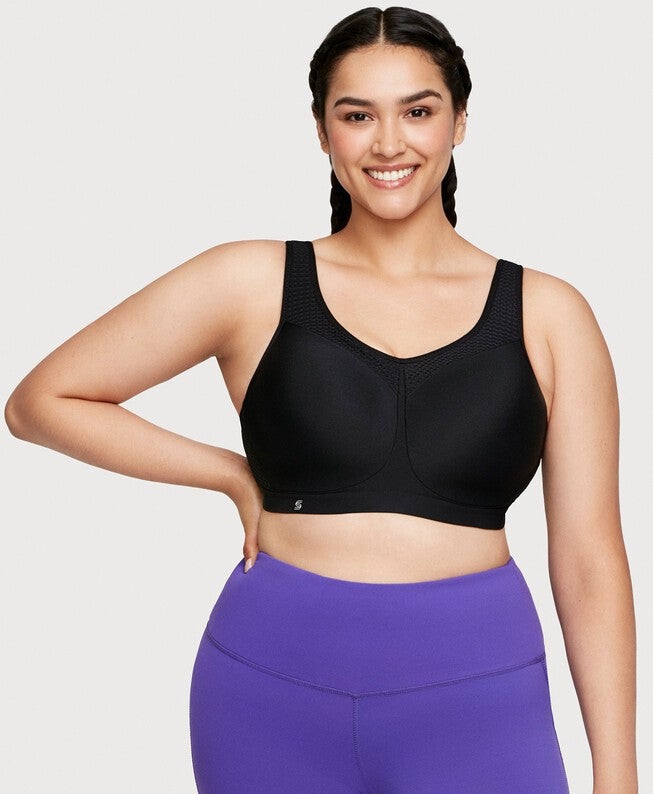 High Impact Underwire Sports Bra, Black / Black, alternate image number 2