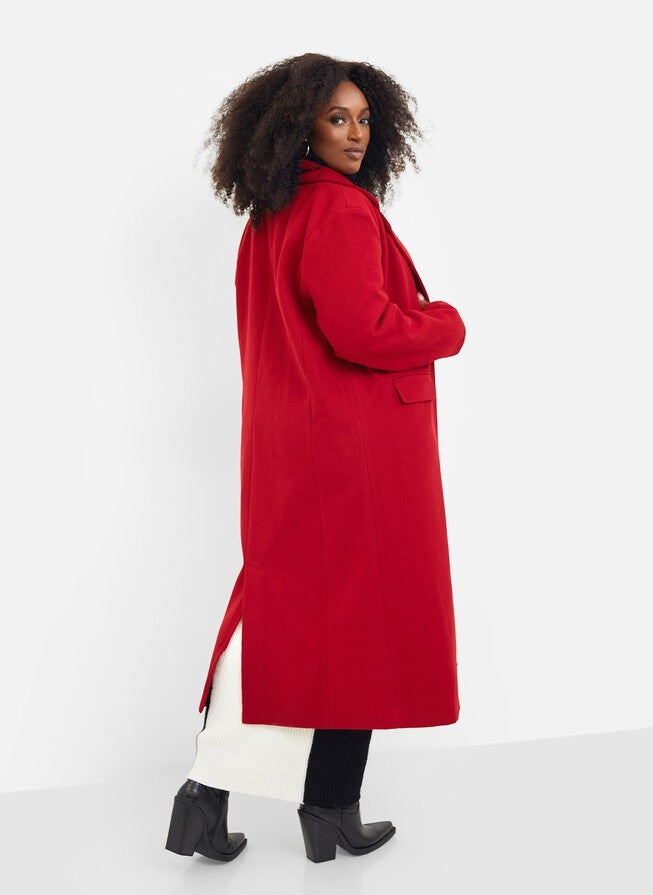 Dolce Wool Blend Double Breasted Coat - Red, Red / Red, alternate image number 4