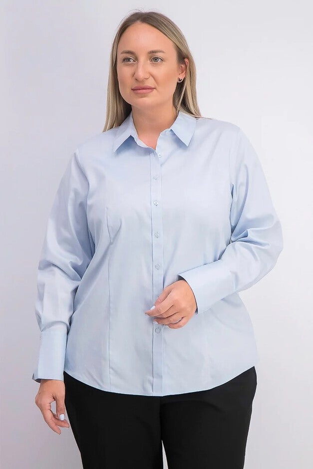Calvin Klein Women's Plus Size Cotton Collared Shirt Blue Size 14W, Blue / Navy, hi-res image number 0