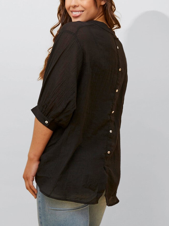 Roxanne Oversized Semi-Sheer Shirt Blouse Solid, , alternate image number 7