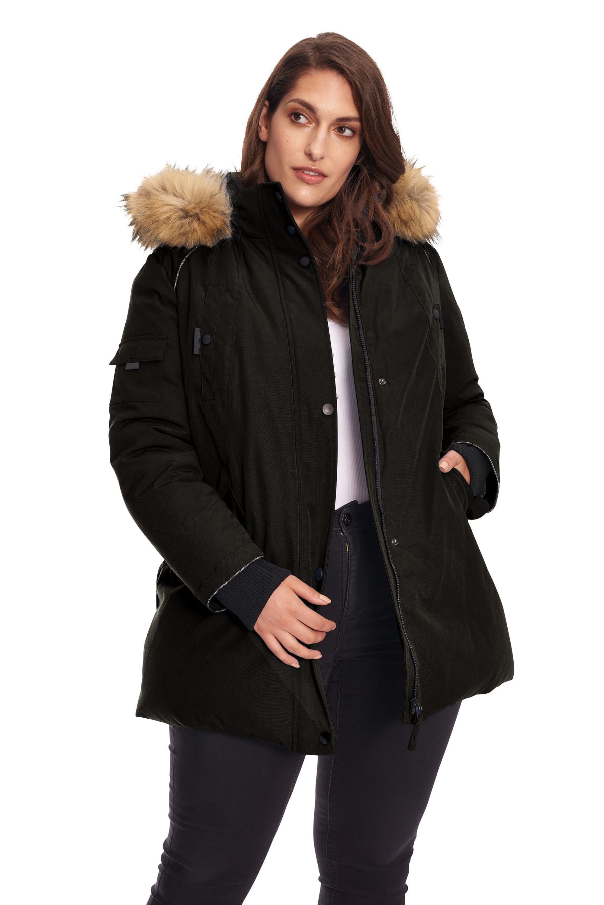 GLACIER | Vegan Down Recycled Parka Winter Jacket, Black / Black, hi-res image number 0