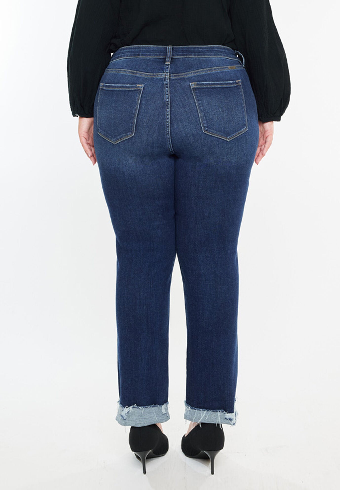 Emely Essentials Mid Rise Slim Straight Leg Jeans (Plus), Dark Wash / Dark Wash, alternate image number 5