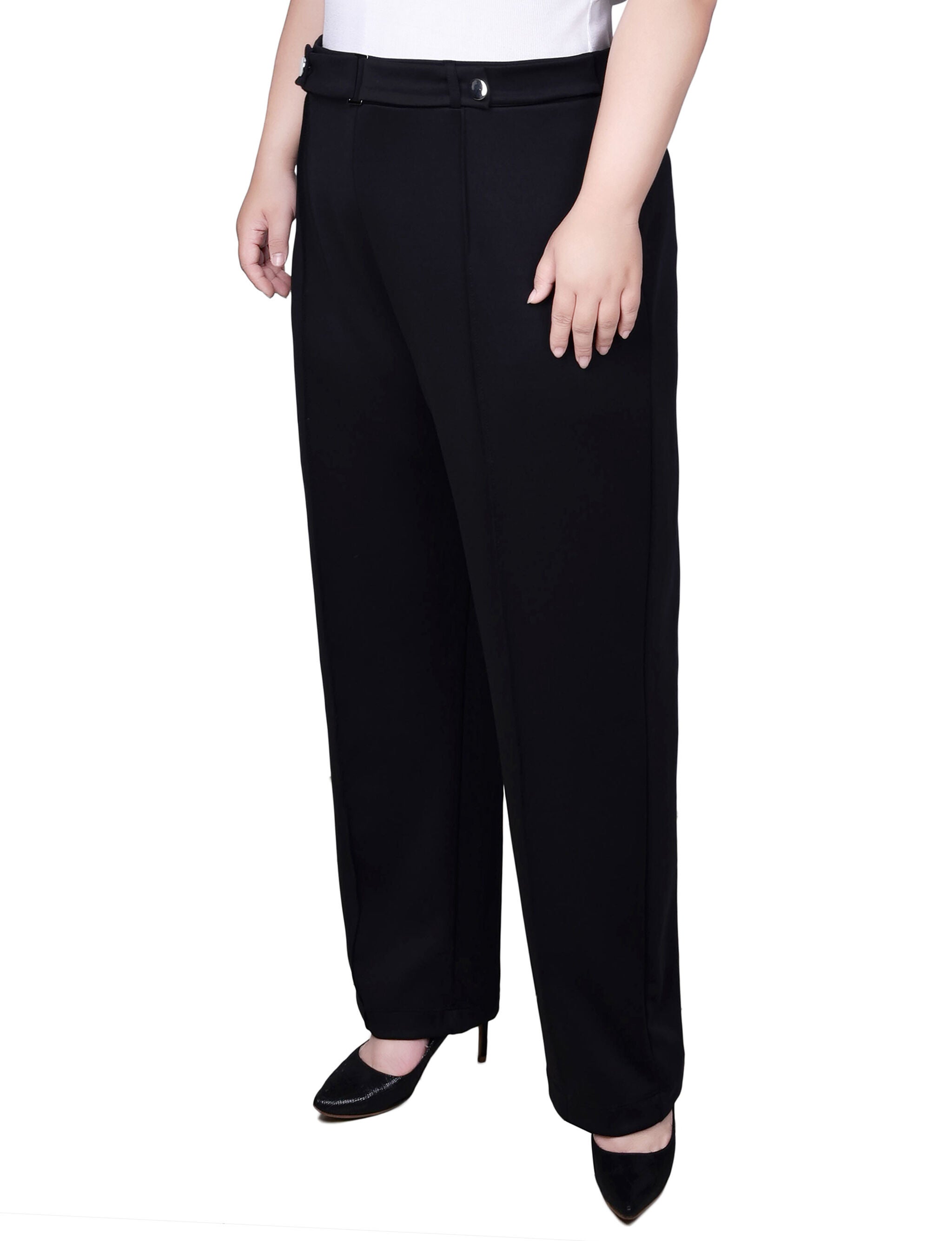 Full Length Scuba Crepe Pants, Black, alternate image number 2