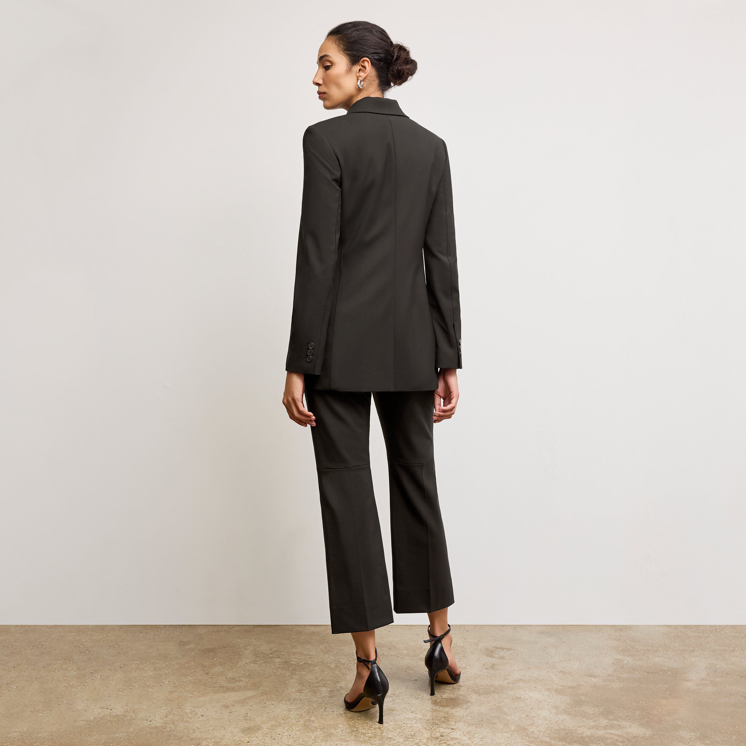 Tessa Kick Flare Trouser - Washable Wool Twill, Black / Black, alternate image number 5