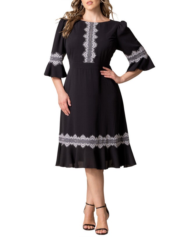 VILLA LACE TRIM COCKTAIL DRESS, BLACK NOIR / Black, hi-res image number null