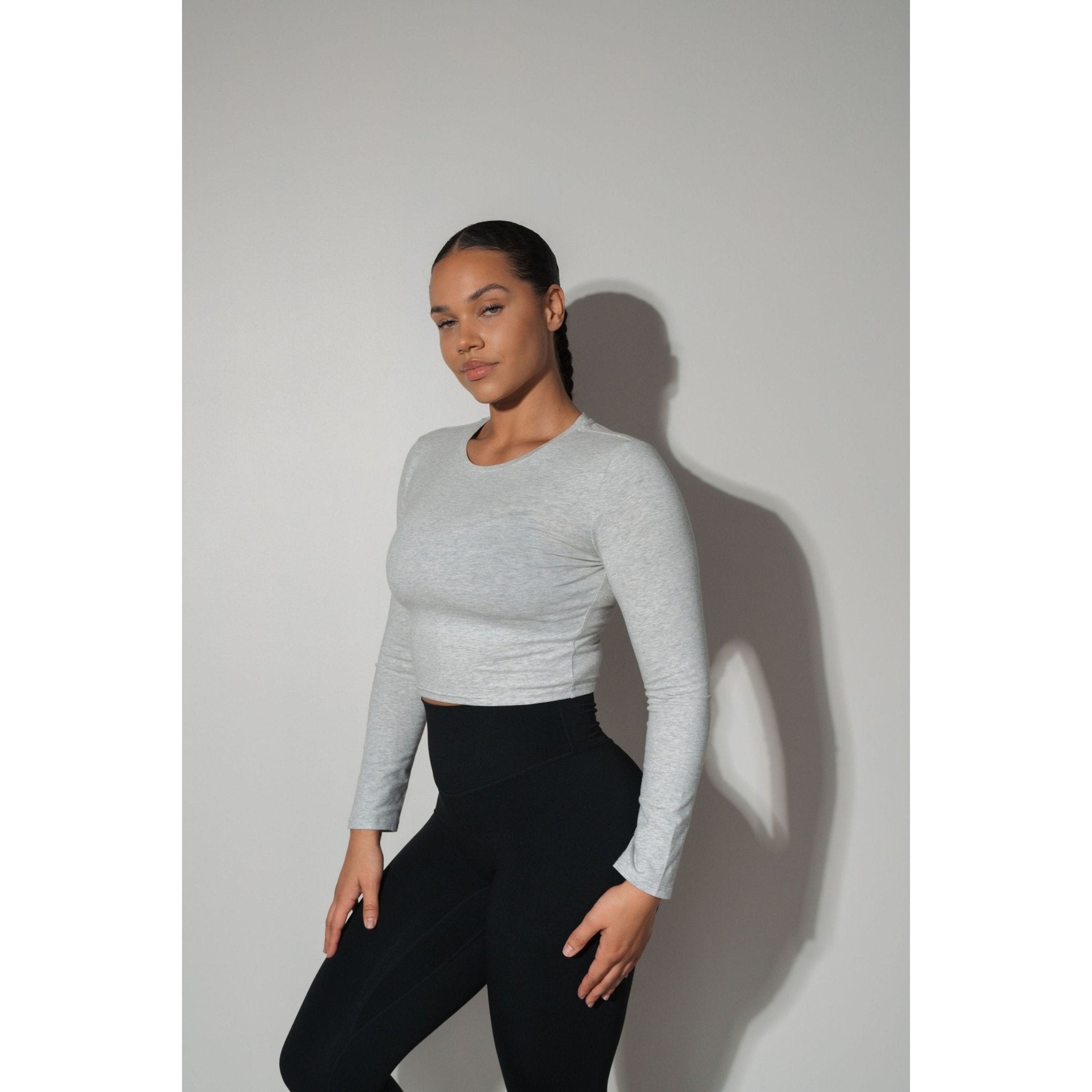 Basis Long Sleeve, Heather Grey / Cool Gray, alternate image number 2