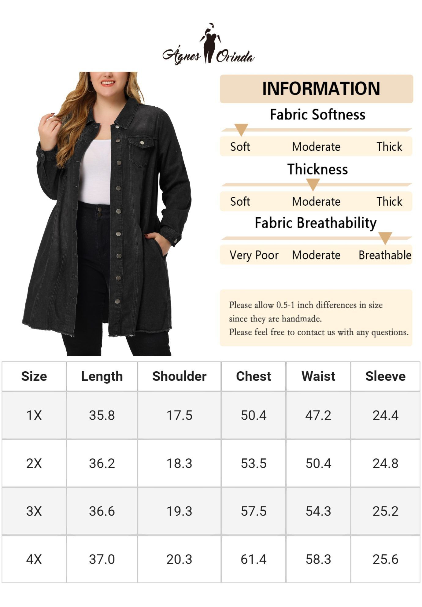 DISTRESSED BUTTON UP POCKET LONG DENIM JACKET, Black / Black, alternate image number 4