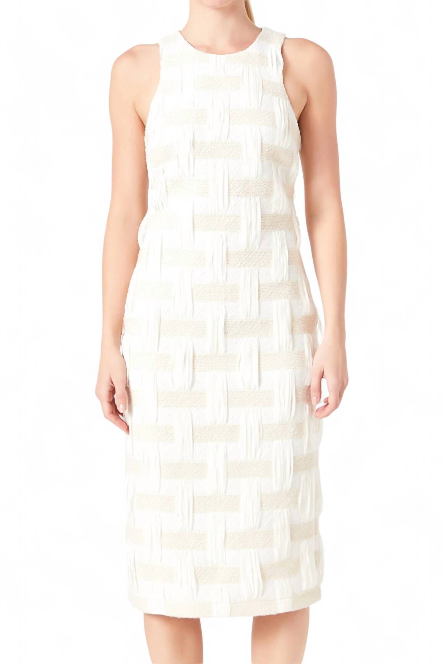 RACER BACK MIDI DRESS, Ivory / Ivory, alternate image number 1