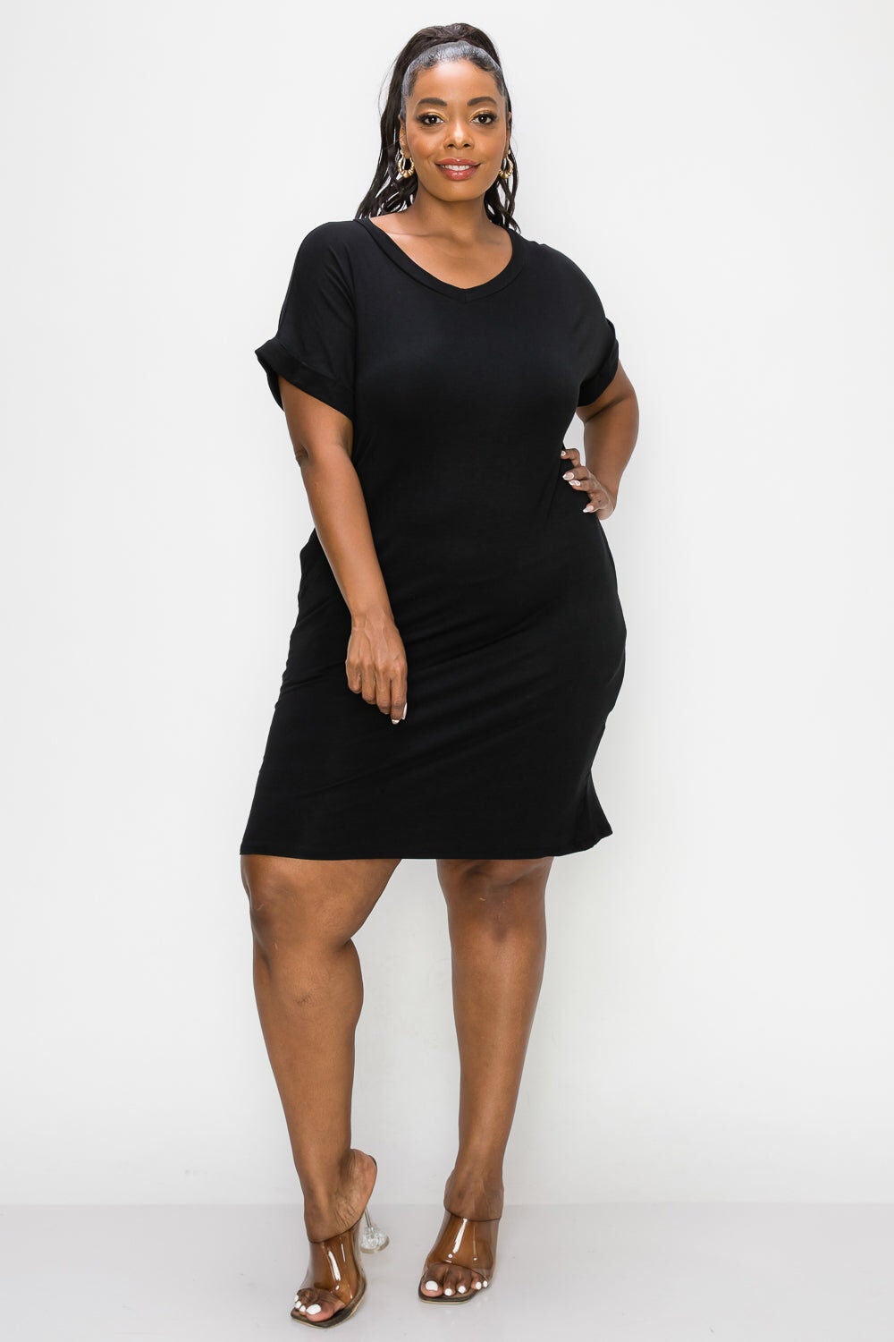 MIA EVERYDAY T-SHIRT DRESS, Black / Black, alternate image number 3