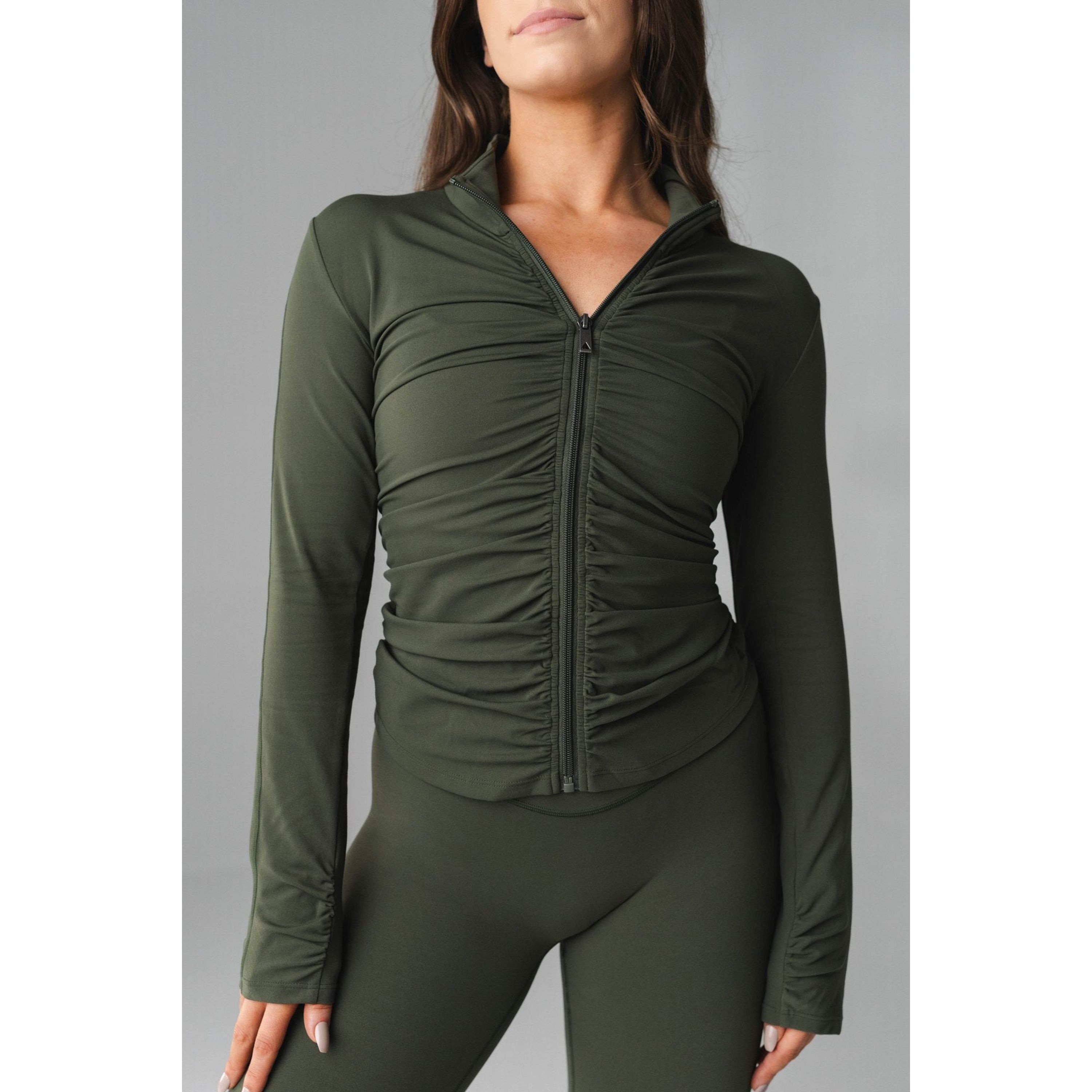 Cloud II Gather Jacket, Olive / Olive Green, alternate image number 1