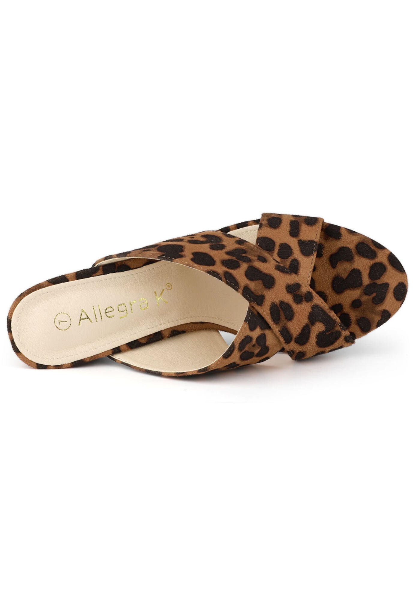 Crisscross Strap Block Heel Slide Sandals, Leopard / Brown, alternate image number 1
