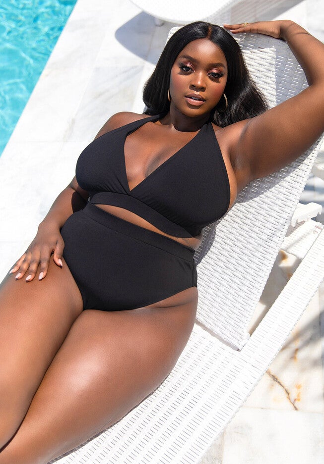 Essential High Waist Bikini Bottom, Black / Black, hi-res image number 0