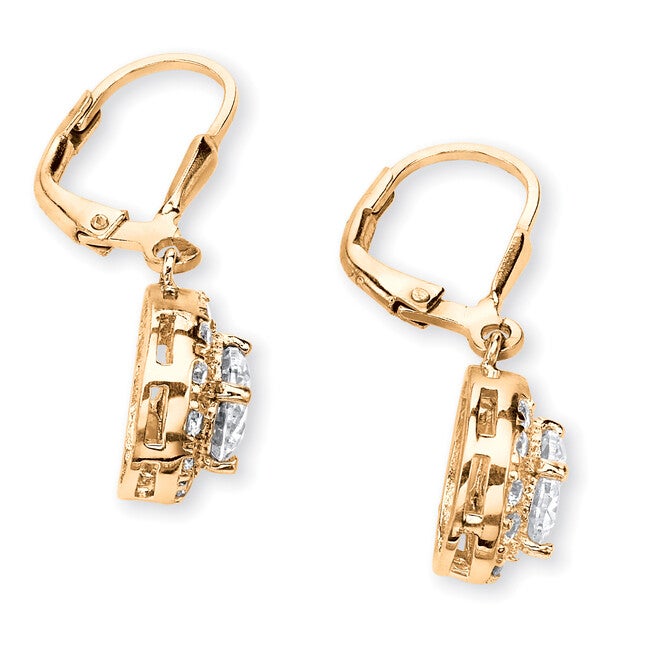 2.51 TCW Round Cubic Zirconia Halo Drop Earrings, White / White, alternate image number 1