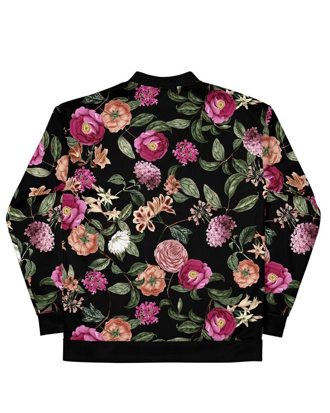 Dark Tropic Romance Bomber Jacket, Dark Tropic Romance floral print / Black, alternate image number null