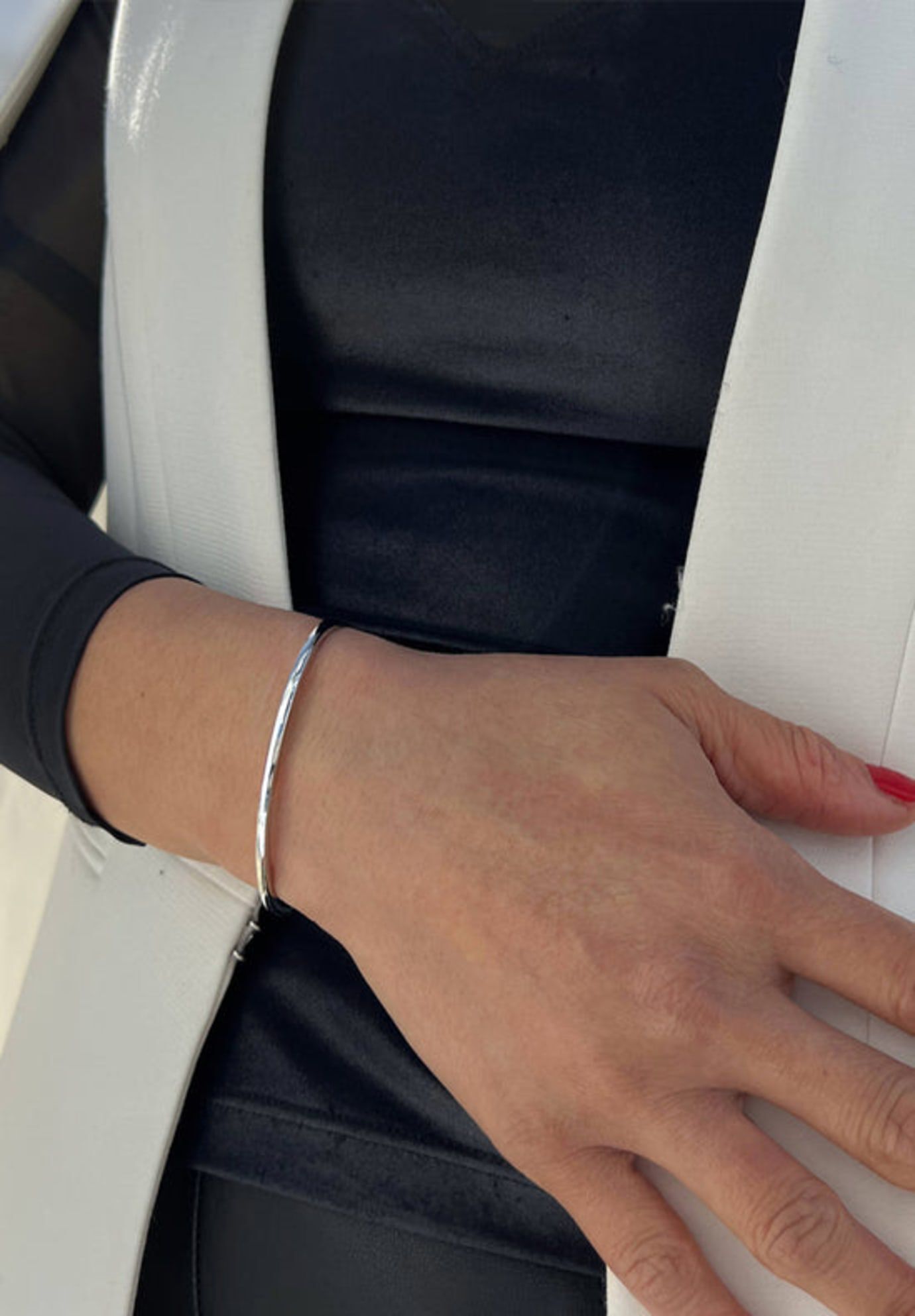 SUCCESS 2-Way Convertible Stacking Cuff Bracelet, Silver / Silver, alternate image number 5