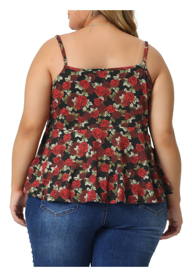 Casual Cami Spaghetti Strap V Neck Sleeveless Top, Red / Red, alternate image number 3
