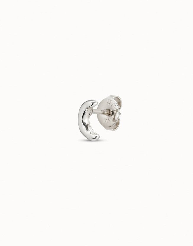 MOON PIERCING STUD EARRINGS IN SILVER PLATED, Silver Plated / Silver, alternate image number null