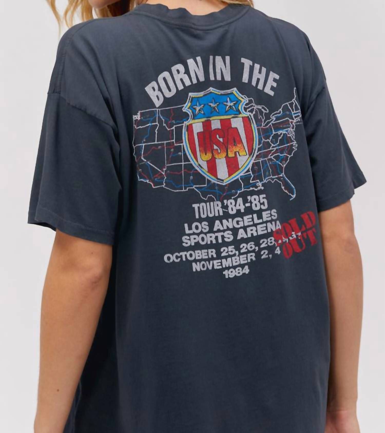 BRUCE SPRINGSTEEN BORN IN THE USA MERCH TEE IN VINTAGE BLACK, Vintage Black / Black, alternate image number 1