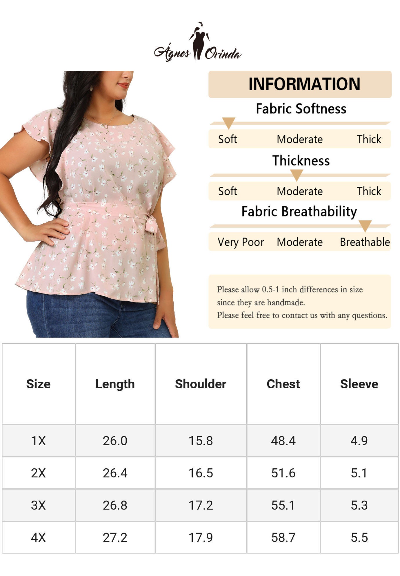 Summer Top Floral Tie Waist Short Sleeves Casual Blouse, Pink / Pink, alternate image number 4