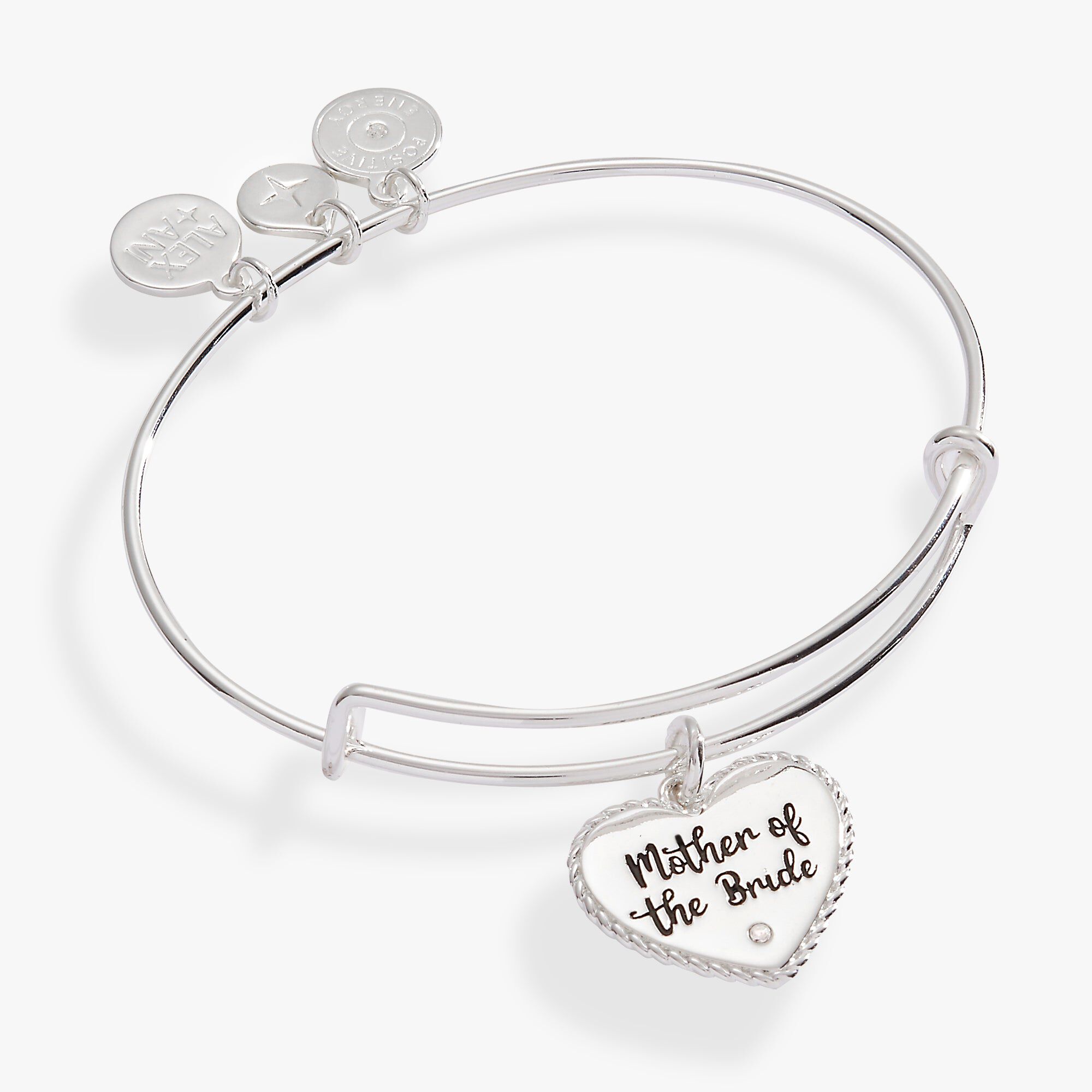 Mother Of The Bride Heart Bangle, Silver / Silver, alternate image number 2