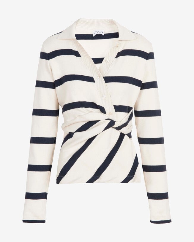 Ellicot Top, CreamMaritime Blue Wide Stripe / Cream, alternate image number 4