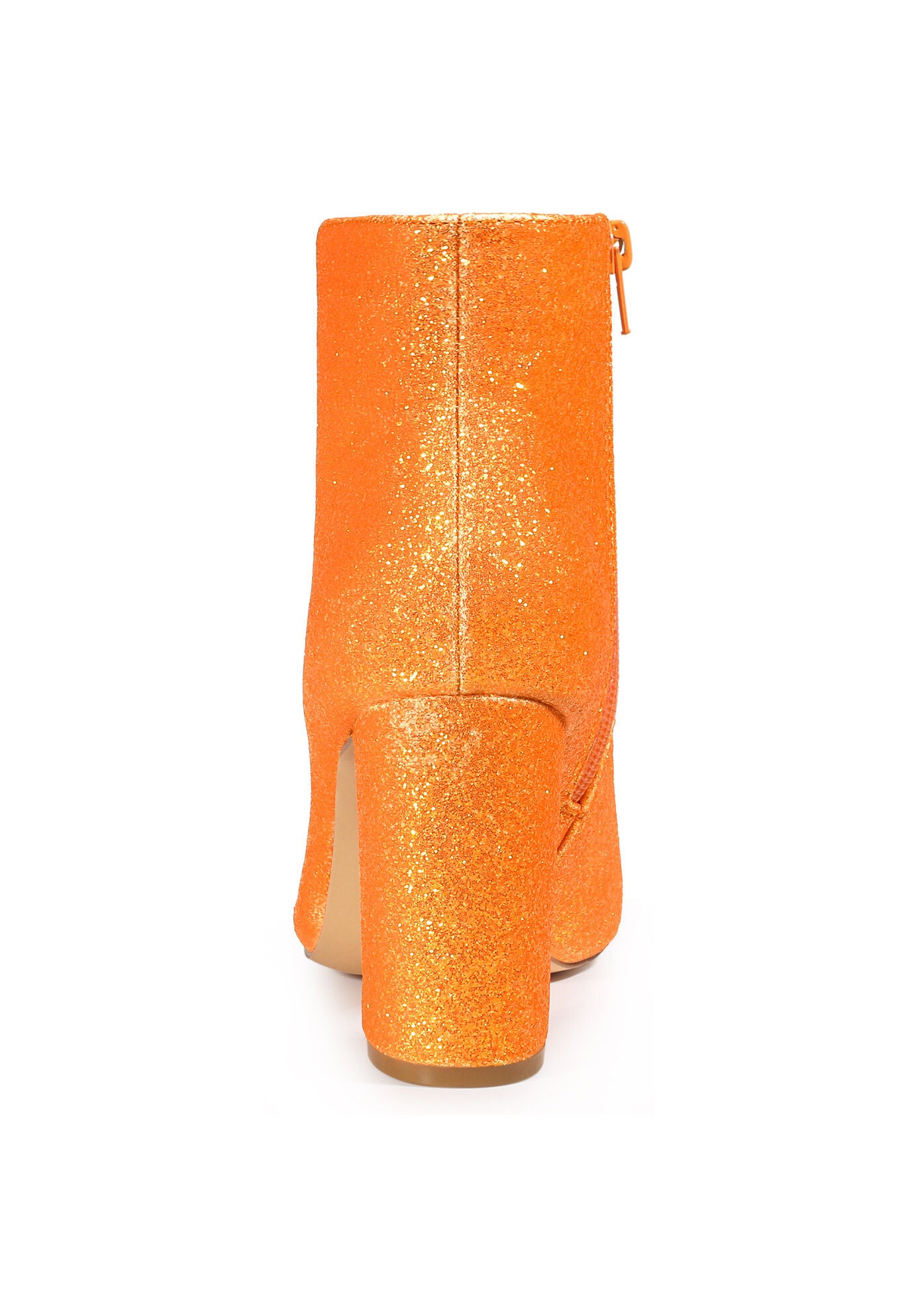 GLITTER POINTED TOE ANKLE BOOTS, Orange / Orange, alternate image number 2