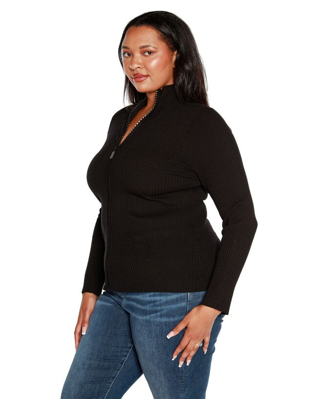Plus Size Chain Detail Shrug Cardigan Sweater, , alternate image number null