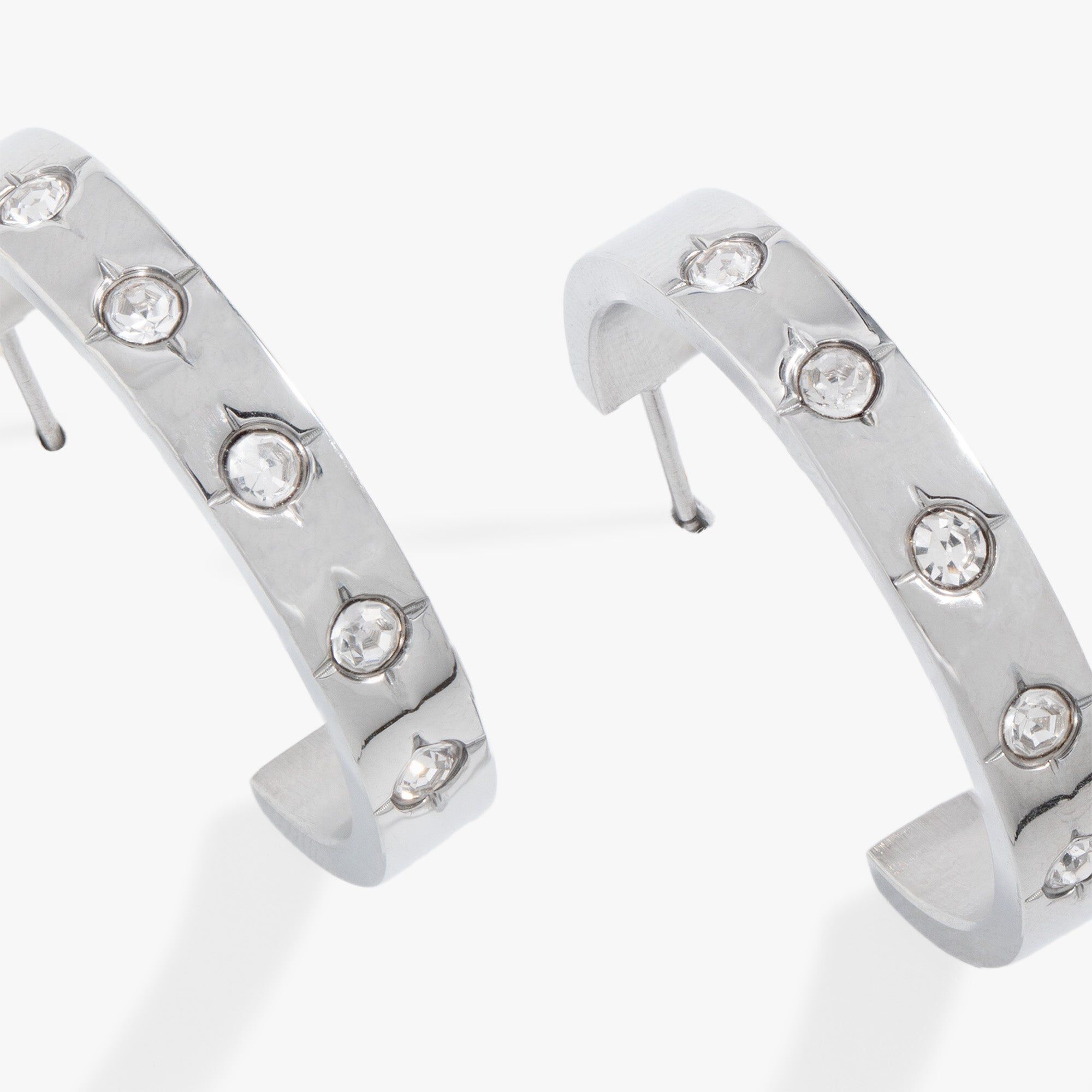 Crystal Accent Hoop, Silver / Silver, alternate image number 1