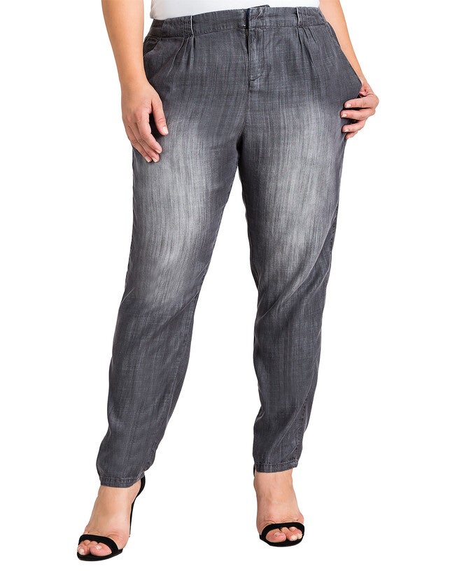 Louise Pleat Front Light Wash Tencel Pants, 2652 Basic / Black, hi-res image number 0