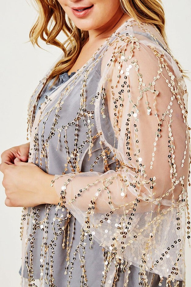 Sparkle Sequin Kimono Duster, , alternate image number 5