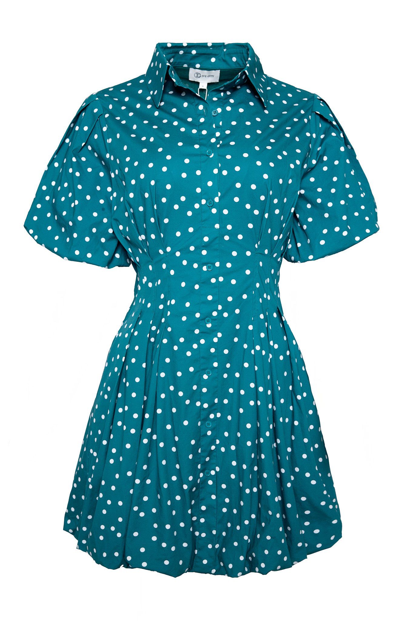Cody Dress, Deep Teal Polka Dot / Teal, alternate image number 1