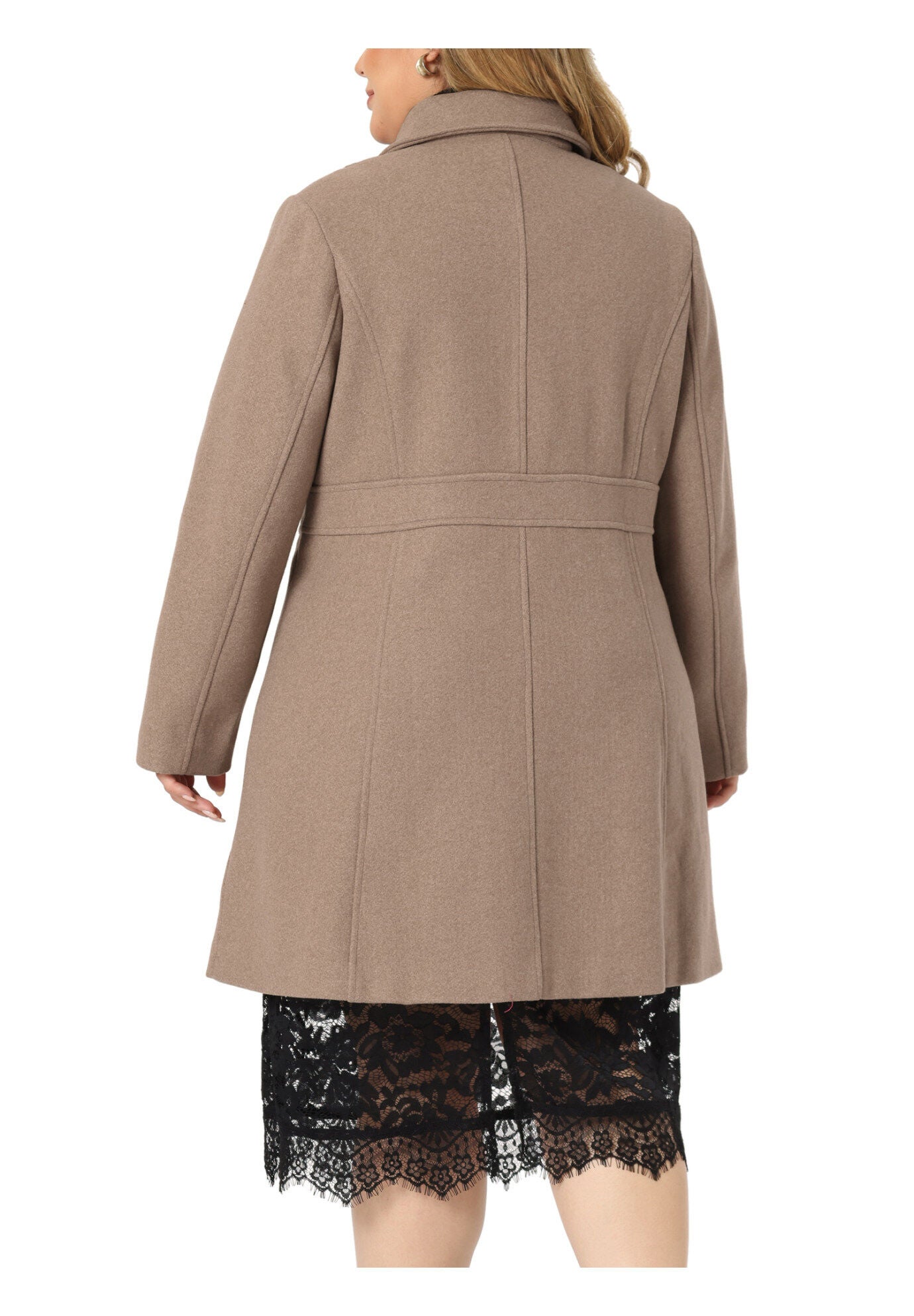 WINTER NOTCHED LAPEL SINGLE BREASTED LONG COAT, Brown / Brown, alternate image number 3